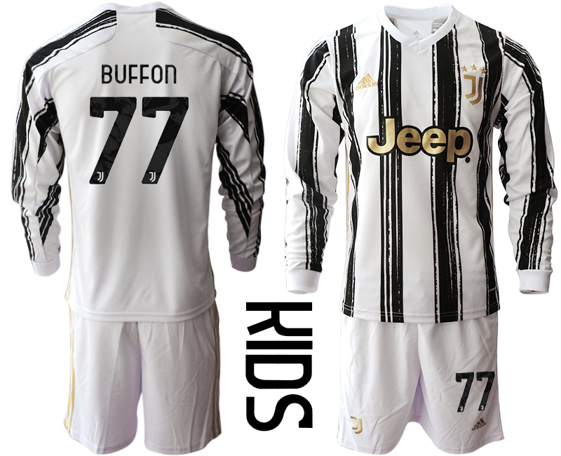 Youth 2020-21 Juventus home 77# BUFFON long sleeve soccer jerseys