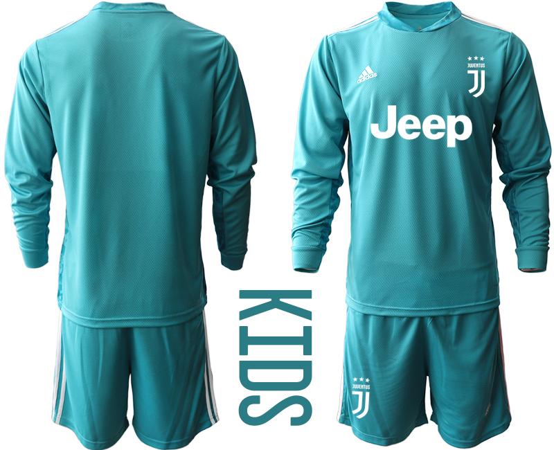 Youth 2020-21 Juventus lake blue goalkeeper long sleeve soccer jerseys
