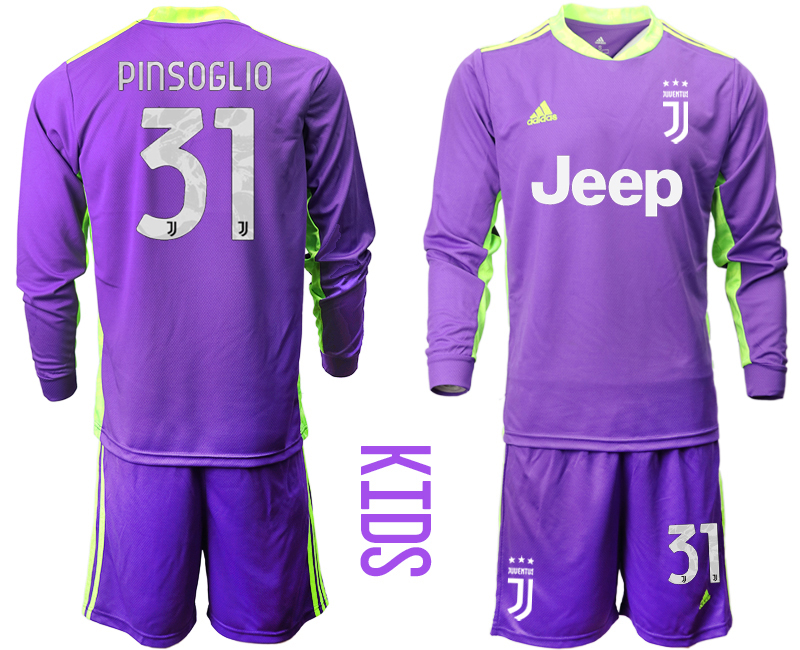 Youth 2020-21 Juventus purple goalkeeper 31# PINSOGLIO long sleeve soccer jerseys