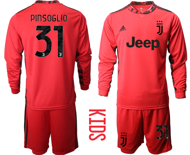 Youth 2020-21 Juventus red goalkeeper 31# PINSOGLIO long sleeve soccer jerseys