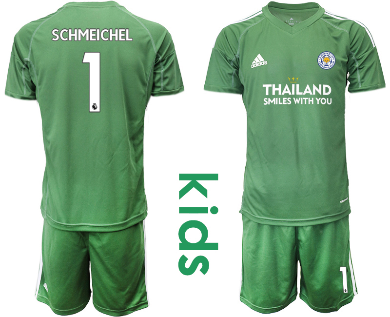 Youth 2020-21 Leicester City army green goalkeeper 1# SCHMEICHEL soccer jerseys