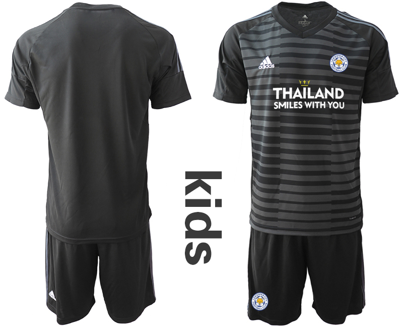 Youth 2020-21 Leicester City black goalkeeper  soccer jerseys