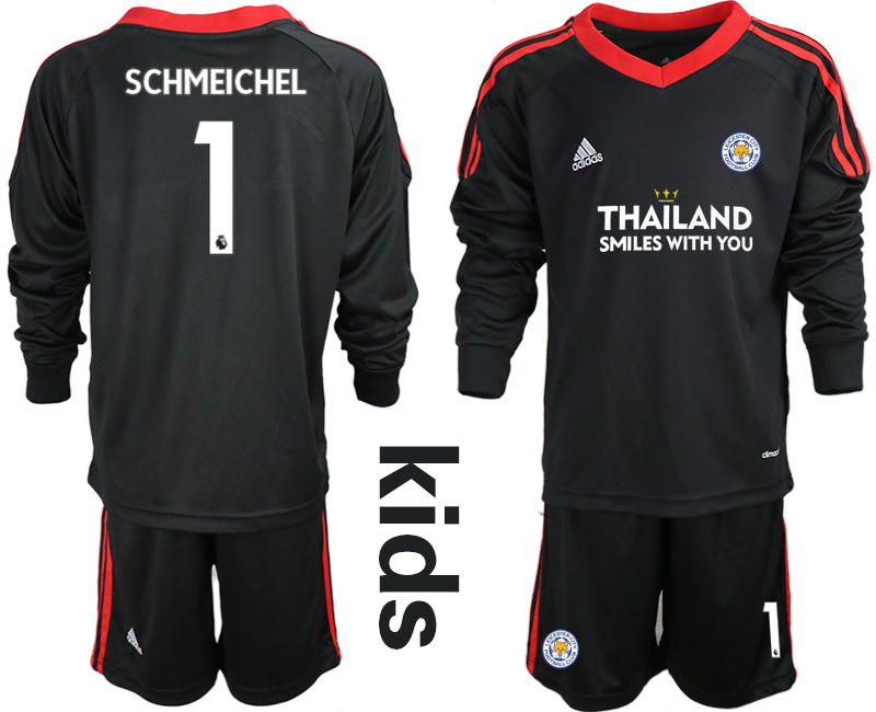 Youth 2020-21 Leicester City black goalkeeper 1# SCHMEICHEL long sleeve soccer jerseys.