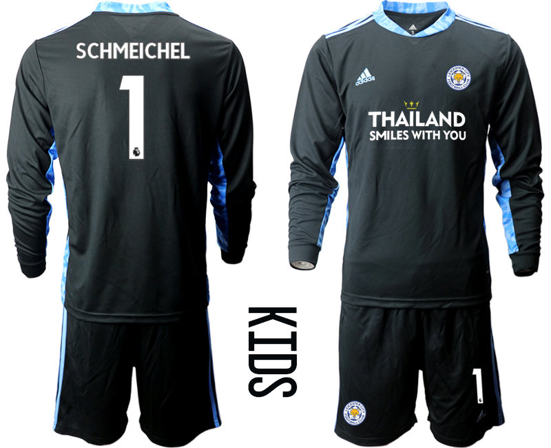 Youth 2020-21 Leicester City black goalkeeper 1# SCHMEICHEL long sleeve soccer jerseys