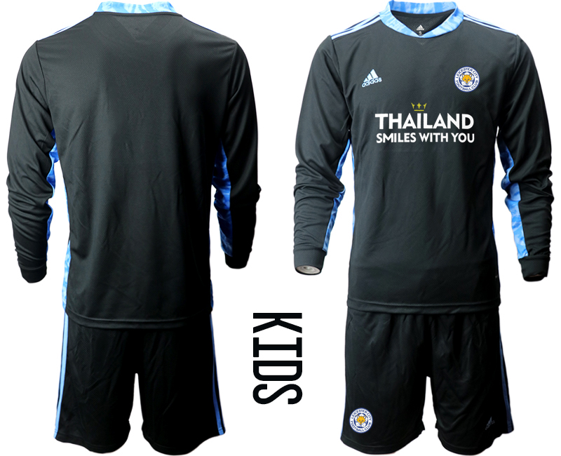 Youth 2020-21 Leicester City black goalkeeper long sleeve soccer jerseys