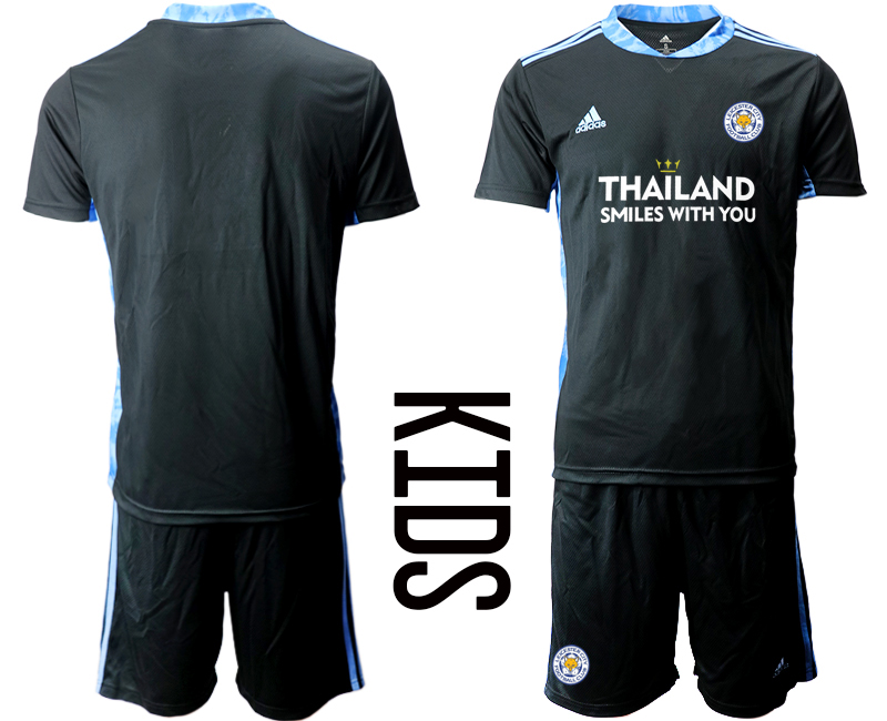 Youth 2020-21 Leicester City black goalkeeper soccer jerseys