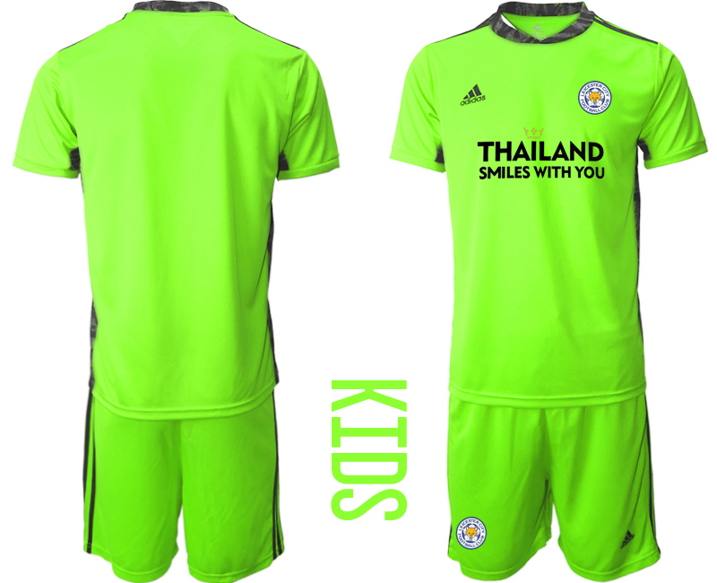 Youth 2020-21 Leicester City fluorescent green goalkeeper soccer jerseys
