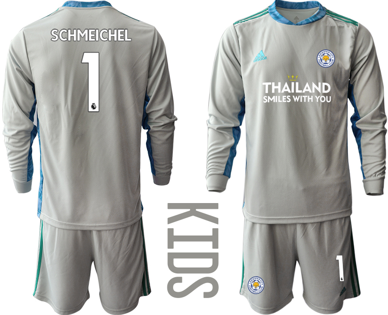 Youth 2020-21 Leicester City gray goalkeeper 1# SCHMEICHEL long sleeve soccer jerseys