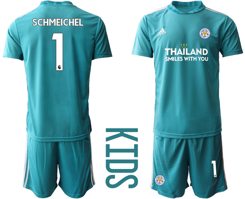 Youth 2020-21 Leicester City lake blue goalkeeper 1# SCHMEICHEL soccer jerseys