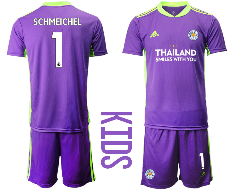 Youth 2020-21 Leicester City purple goalkeeper 1# SCHMEICHEL soccer jerseys