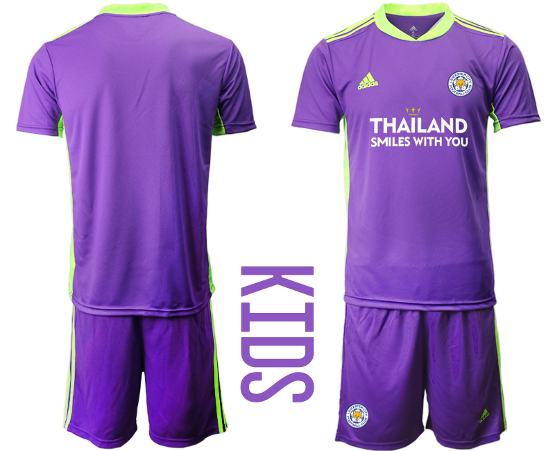Youth 2020-21 Leicester City purple goalkeeper soccer jerseys