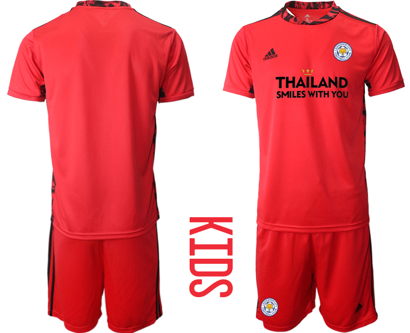 Youth 2020-21 Leicester City red goalkeeper soccer jerseys