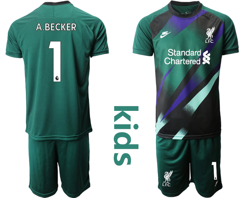 Youth 2020-21 Liverpool Dark green goalkeeper 1# A.BECKER soccer jerseys
