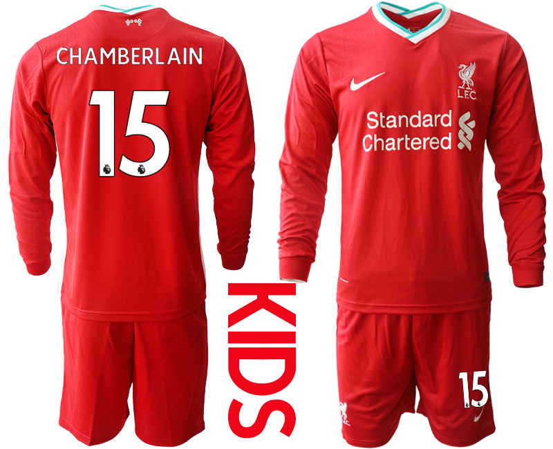 Youth 2020-21 Liverpool home 15# CHAMBERLAIN long sleeve soccer jerseys