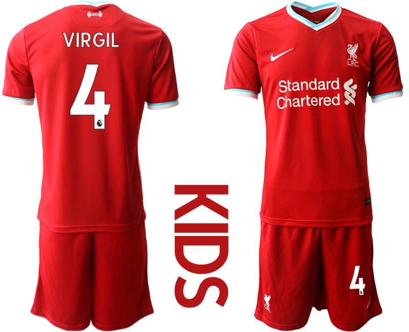Youth 2020-21 Liverpool home 4# VIRGIL soccer jerseys