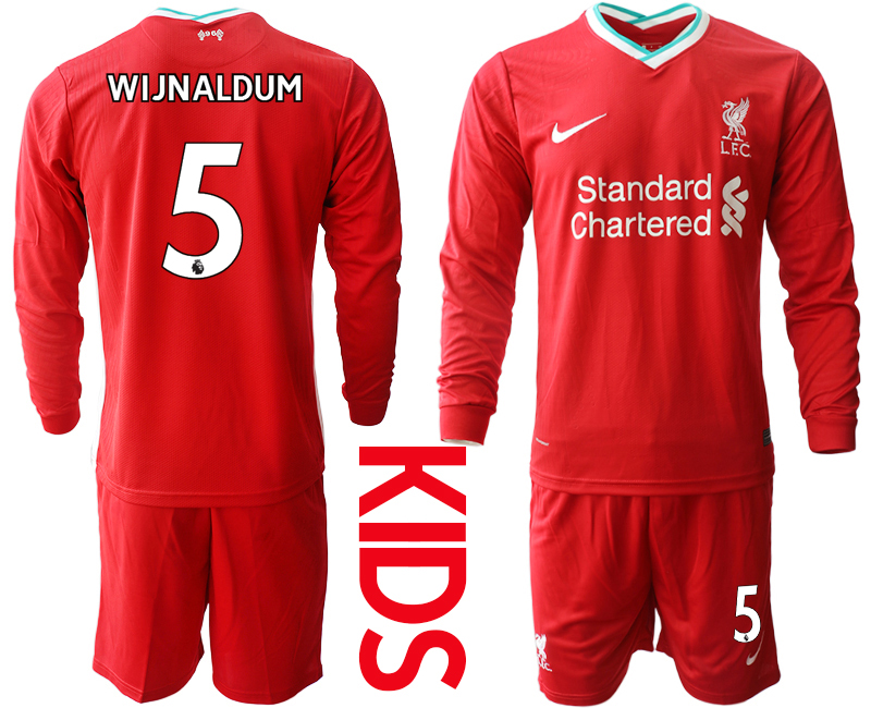 Youth 2020-21 Liverpool home 5# WIJNALDUM long sleeve soccer jerseys