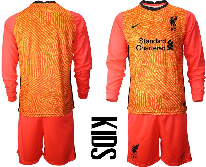 Youth 2020-21 Liverpool red goalkeeper long sleeve soccer jerseys
