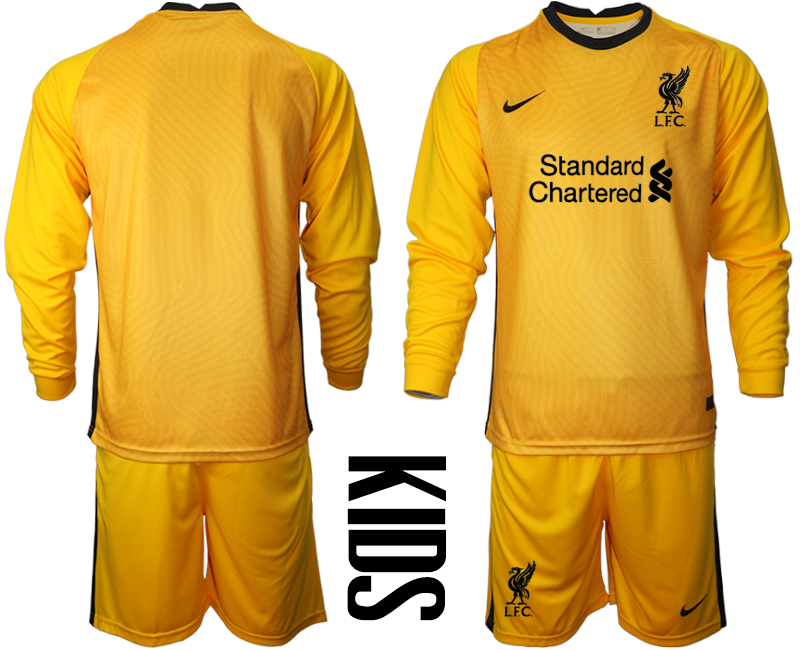 Youth 2020-21 Liverpool yellow goalkeeper long sleeve soccer jerseys