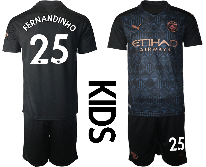 Youth 2020-21 Manchester City away 25#  FERNANDINHO soccer jerseys