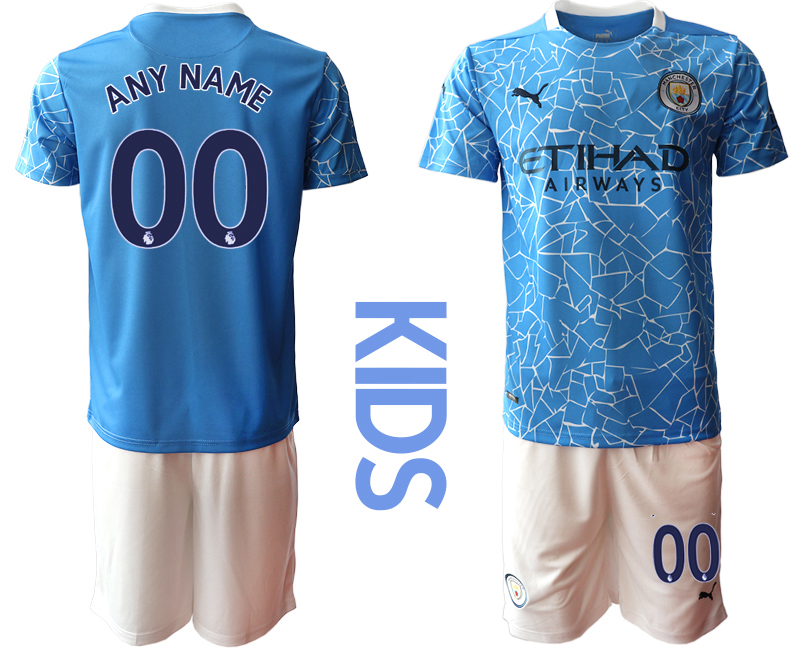 Youth 2020-21 Manchester City home any name custom soccer jerseys