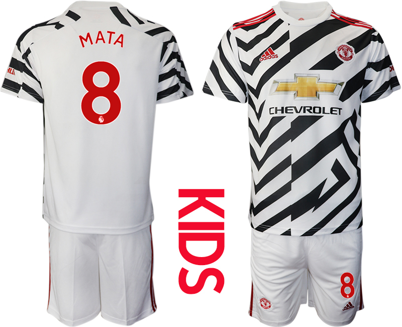 Youth 2020-21 Manchester United away 8# MATA white soccer jerseys