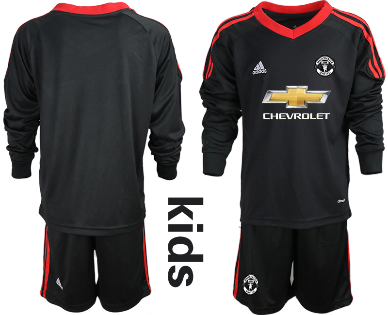 Youth 2020-21 Manchester United black goalkeeper long sleeve soccer jerseys