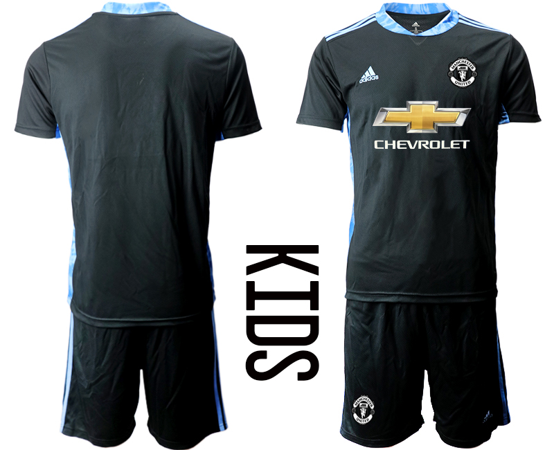 Youth 2020-21 Manchester United black goalkeeper soccer jerseys.