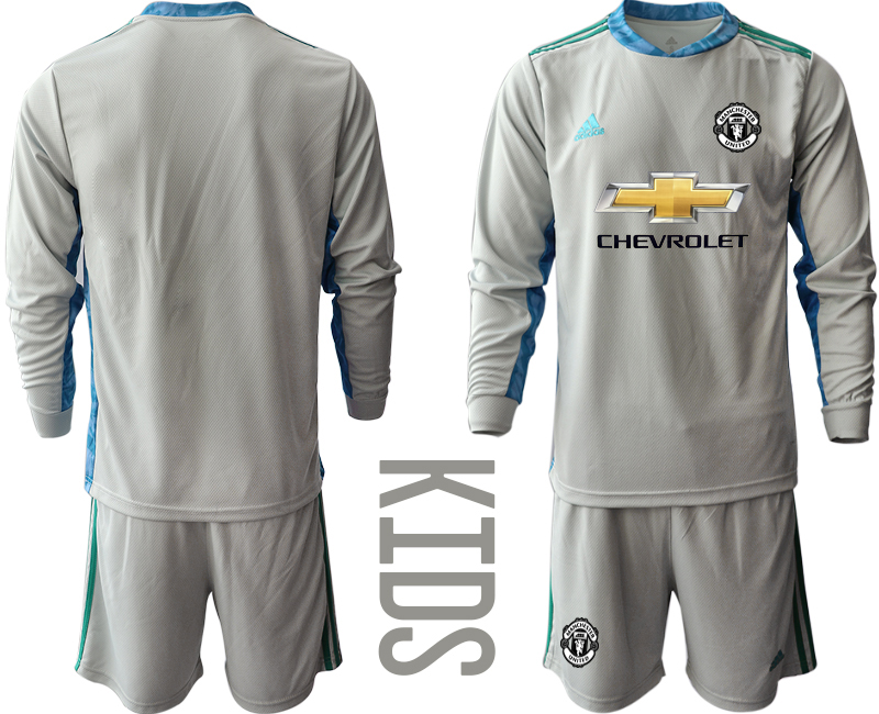 Youth 2020-21 Manchester United gray goalkeeper long sleeve soccer jerseys