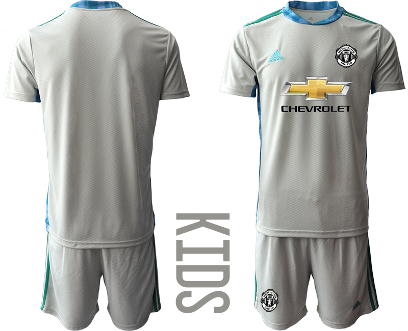 Youth 2020-21 Manchester United gray goalkeeper soccer jerseys