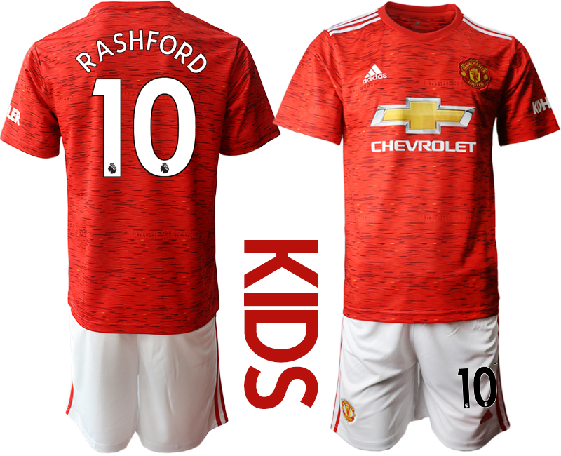 Youth 2020-21 Manchester United home 10# RASHFORD soccer jerseys