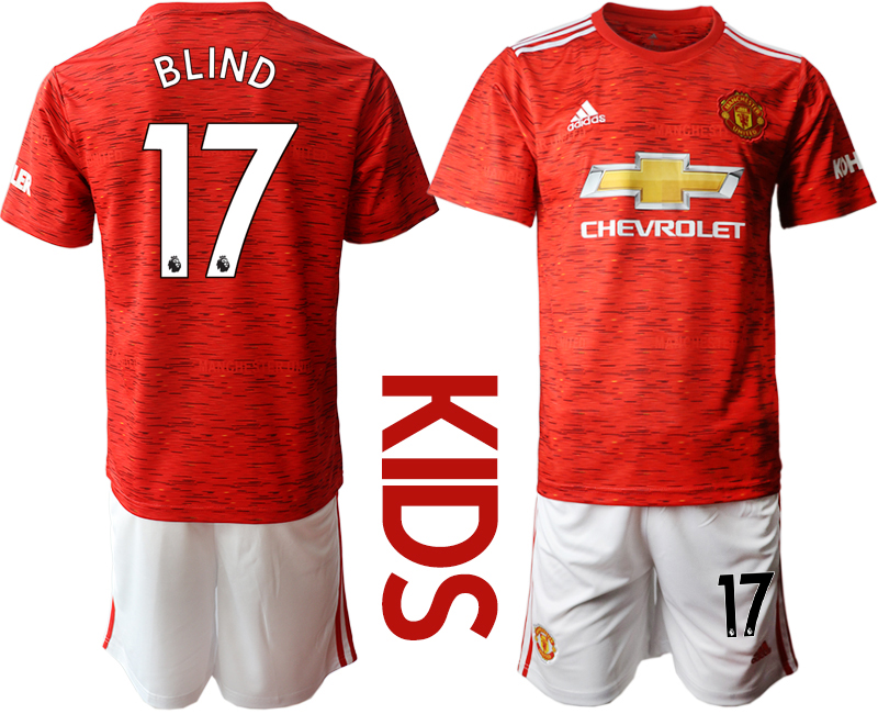 Youth 2020-21 Manchester United home 17# BLIND soccer jerseys