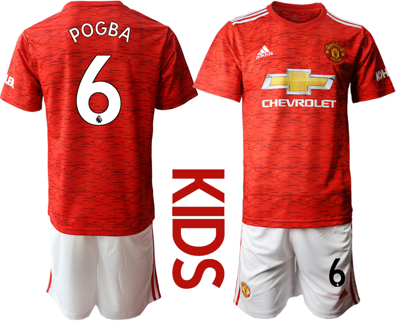 Youth 2020-21 Manchester United home 6# POGBA soccer jerseys