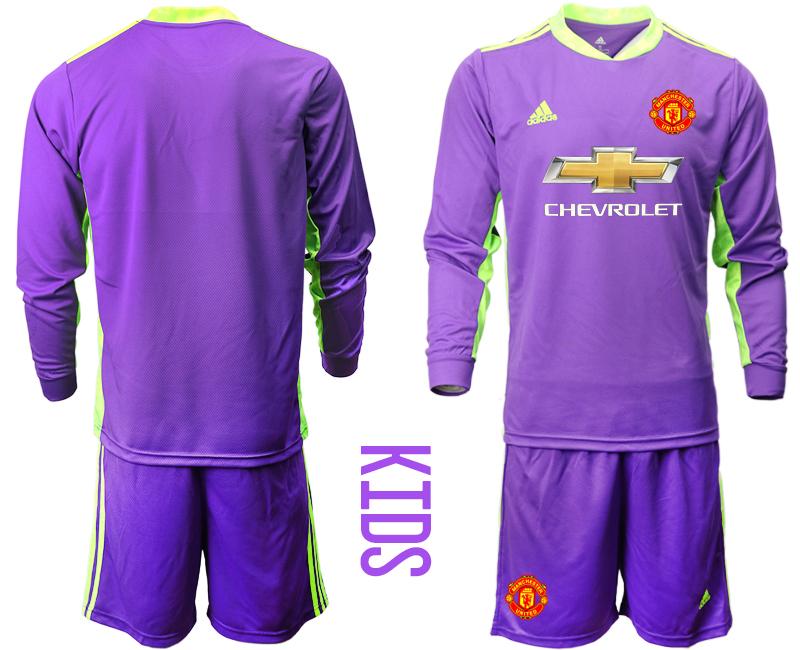 Youth 2020-21 Manchester United purple goalkeeper long sleeve soccer jerseys