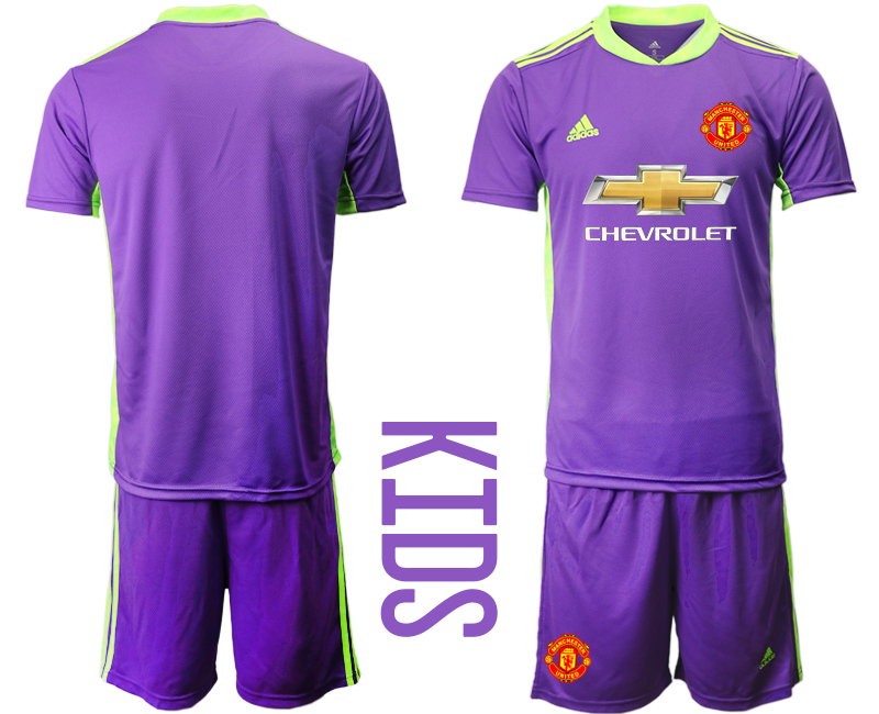 Youth 2020-21 Manchester United purple goalkeeper soccer jerseys