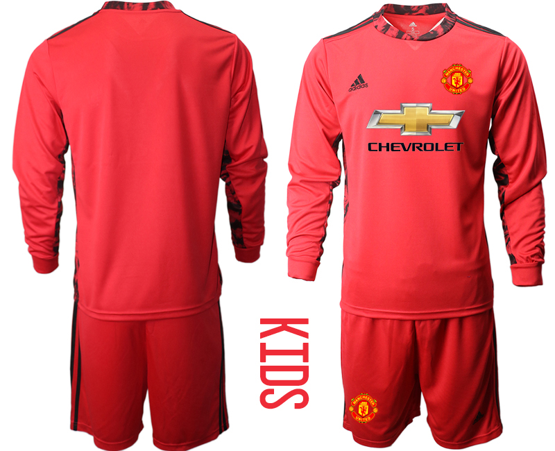 Youth 2020-21 Manchester United red goalkeeper long sleeve soccer jerseys
