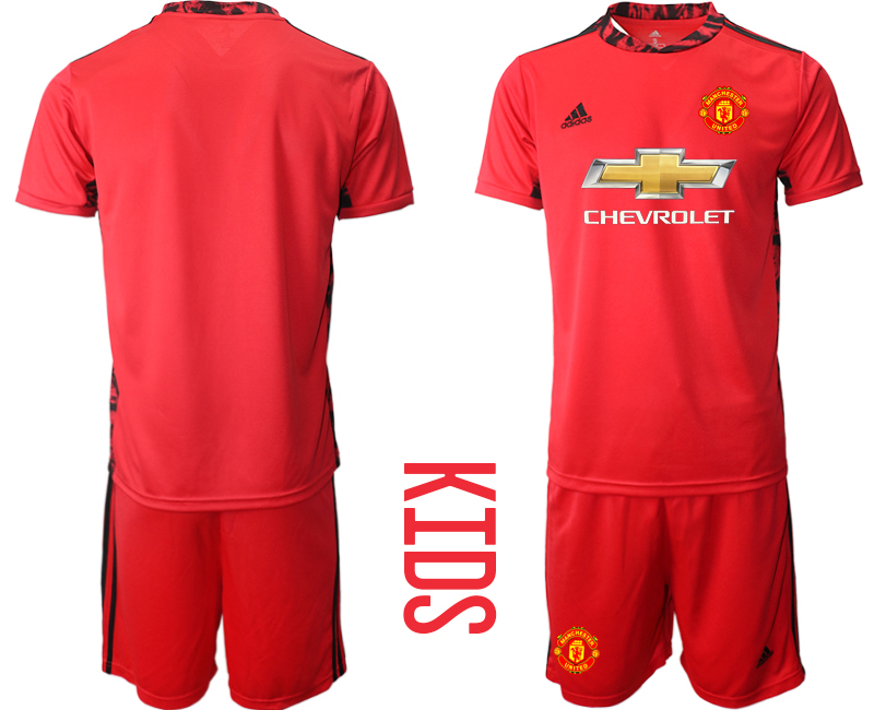 Youth 2020-21 Manchester United red goalkeeper soccer jerseys