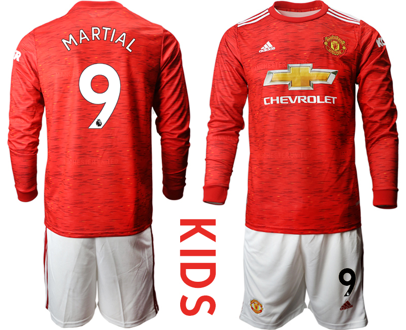 Youth 2020-21 Manchester united home 9# MAPTIAL long sleeve soccer jerseys