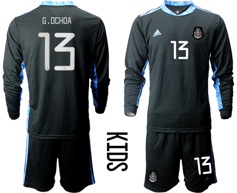 Youth 2020-21 Mexico black goalkeeper 13# G.OCHOA long sleeve soccer jerseys