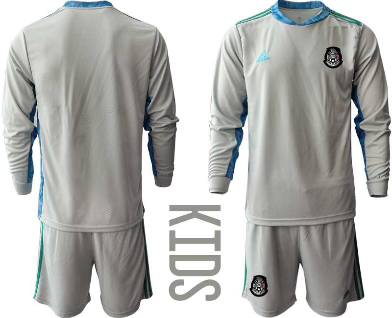 Youth 2020-21 Mexico gray goalkeeper long sleeve soccer jerseys