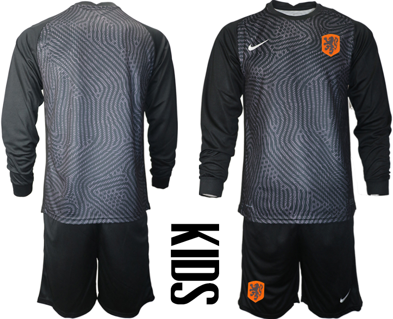 Youth 2020-21 Netherlands black goalkeeper long sleeve soccer jerseys
