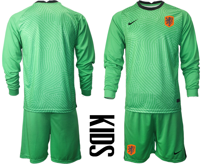 Youth 2020-21 Netherlands green goalkeeper long sleeve soccer jerseys
