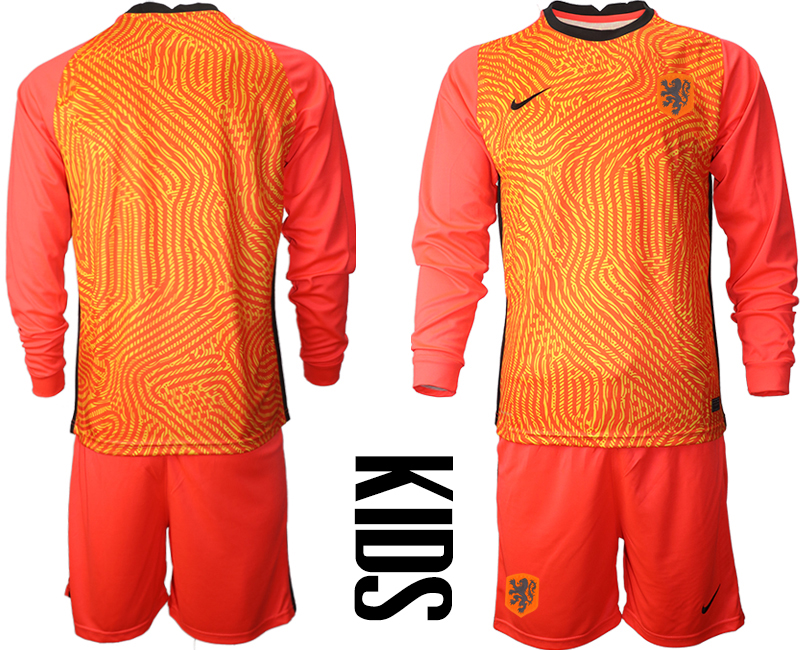 Youth 2020-21 Netherlands red goalkeeper long sleeve soccer jerseys
