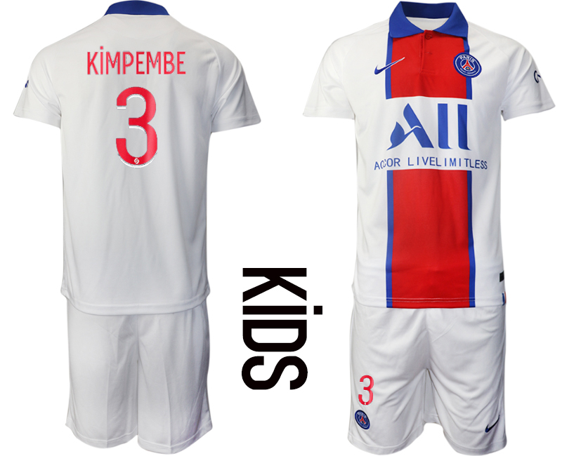 Youth 2020-21 Paris Saint-Germain away 3# KIMPEMBE soccer jerseys