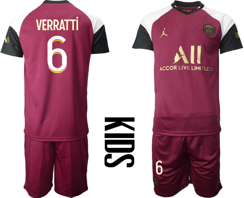 Youth 2020-21 Paris Saint-Germain away 6# VERRATTI soccer jerseys.