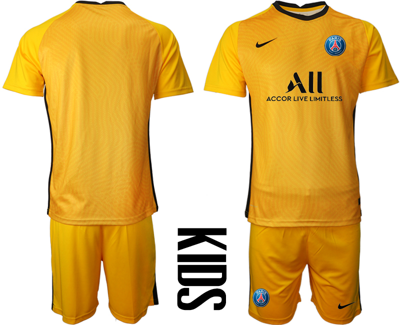 Youth 2020-21 Paris Saint-Germain yellow goalkeeper soccer jerseys