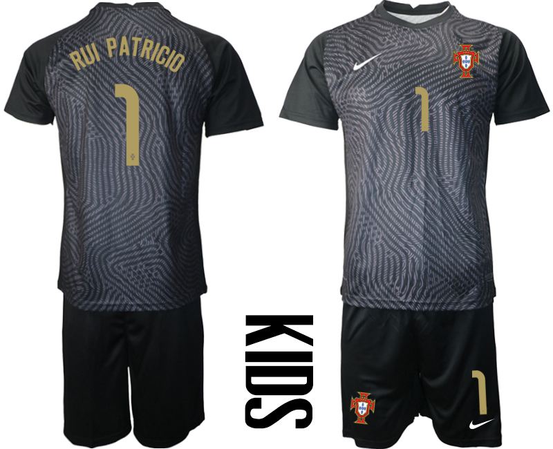 Youth 2020-21 Portugal black goalkeeper 1# RUI PATRICIO soccer jerseys.
