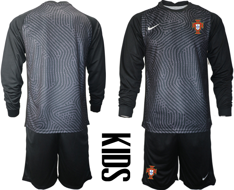 Youth 2020-21 Portugal black goalkeeper long sleeve soccer jerseys.