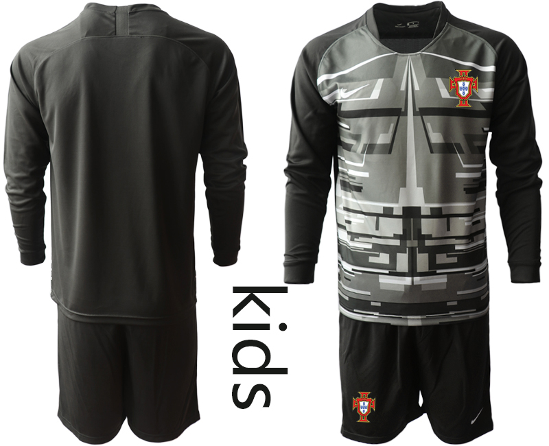 Youth 2020-21 Portugal black goalkeeper long sleeve soccer jerseys