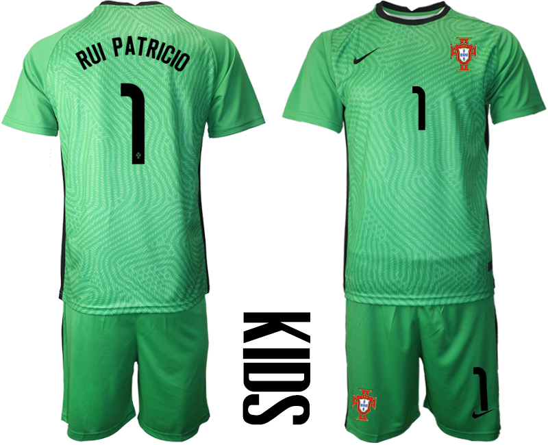 Youth 2020-21 Portugal green goalkeeper 1# RUI PATRICIO soccer jerseys