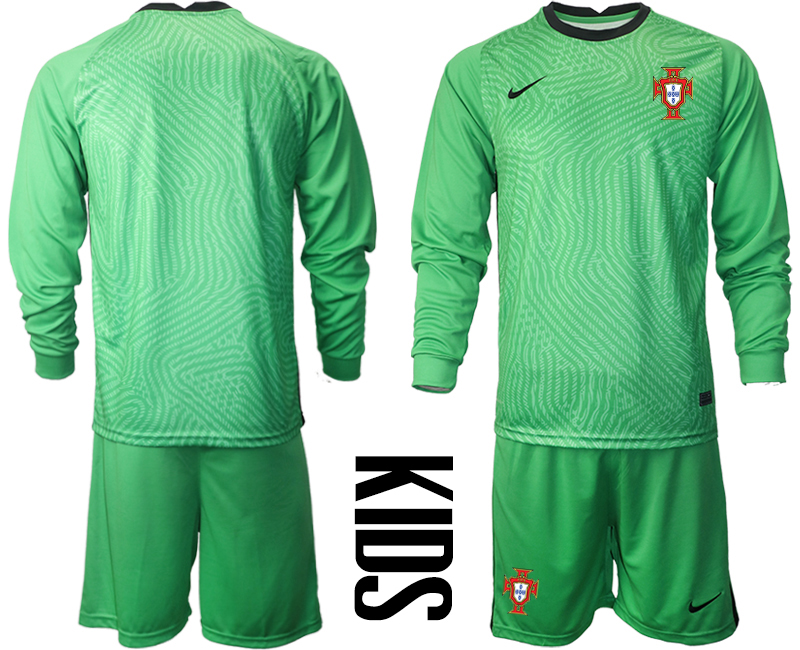 Youth 2020-21 Portugal green goalkeeper long sleeve soccer jerseys